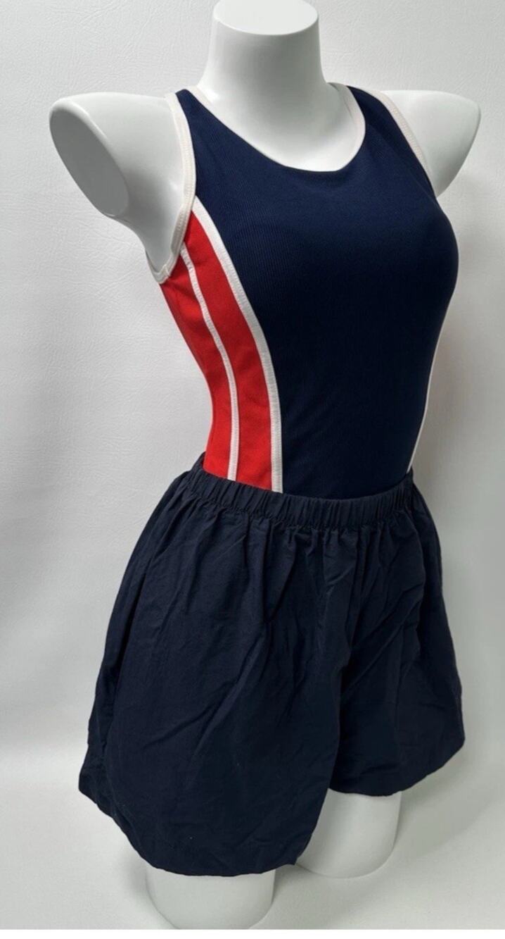 Vintage Gabar Swimsuit Romper One Piece Shorts Pockets Modest NWT Women's 16